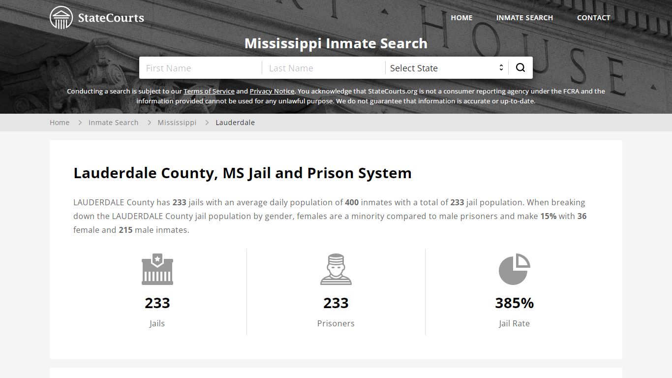 Lauderdale County, MS Inmate Search - StateCourts