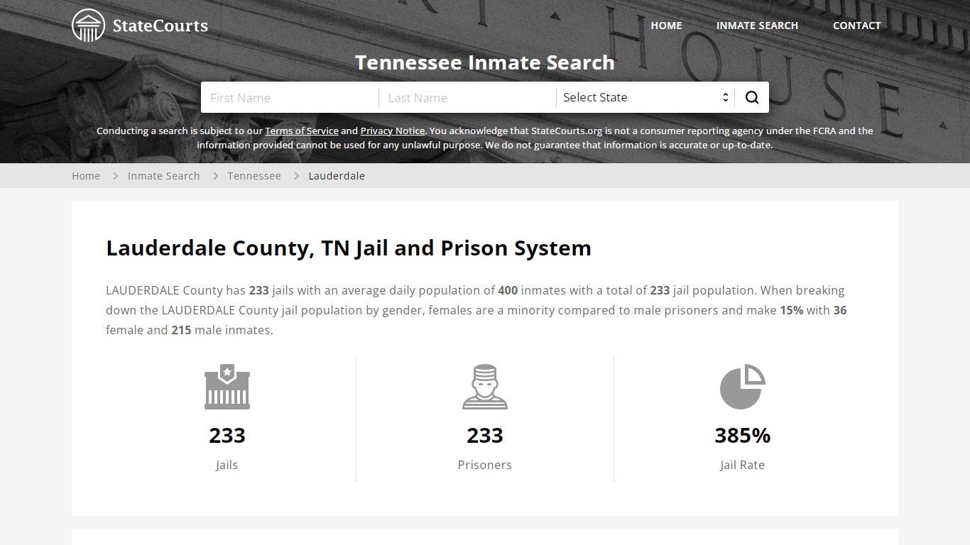 Lauderdale County, TN Inmate Search - StateCourts